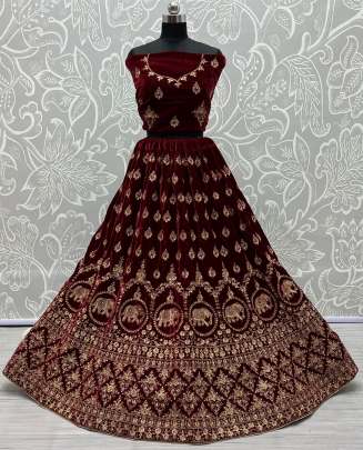 Dori Embroidery Velvet wedding Wear Designer Lehenga Choli Gujju Fashions Designer Lehnga Choli