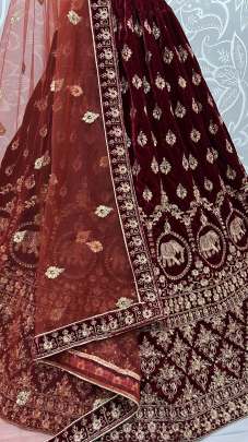 Dori Embroidery Velvet wedding Wear Designer Lehenga Choli Gujju Fashions Designer Lehnga Choli