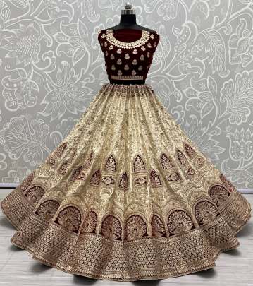 Dori Embroidery and Zari Embroidery Velvet Patch Work Bridal Lehenga Choli Gujju Fashions Designer Lehnga Choli