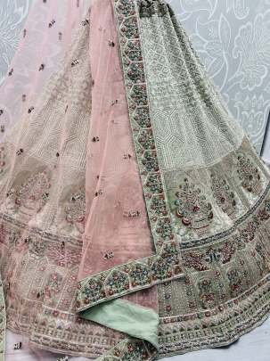 Dori Work  and thread work Peacock Embroidery Gerogette Bridal Lehenga Choli Gujju Fashions Designer Lehnga Choli