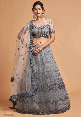 Dori & Zari With Threads Embroidery Work Designer Lehenga Choli Gujju Fashions