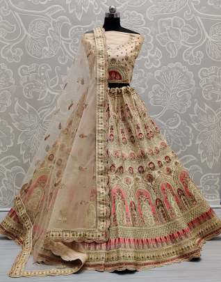 Dori  and Multi thread Work Wedding wear Silk Lehenga Choli Gujju Fashions