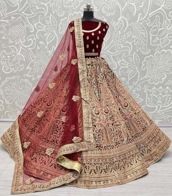 Dori and Thread Work Wedding Wear Bridal Lehenga Choli Gujju Fashions