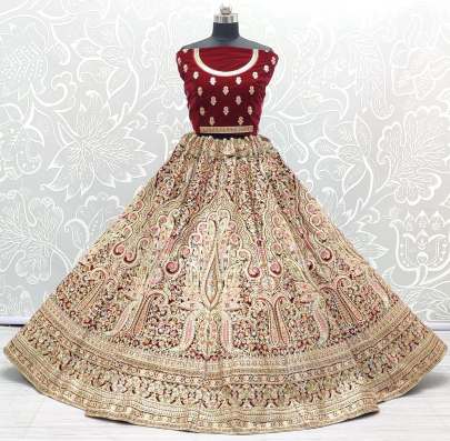 Dori and Thread Work Wedding Wear Bridal Lehenga Choli Gujju Fashions Designer Lehnga Choli