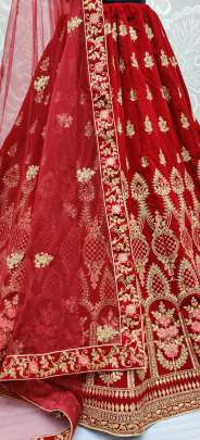 Dori and Zari Embroidery Sober Velvet Lehenga Choli Gujju Fashions Designer Lehnga Choli