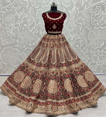 Dori work Bollywood Designer Velvet Bridal Lehenga Choli Gujju Fashions Designer Lehnga Choli