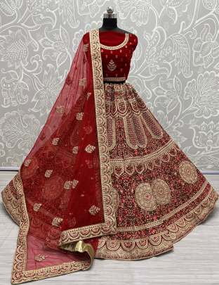 Dori work Bollywood Designer Velvet Bridal Lehenga Choli Gujju Fashions Designer Lehnga Choli