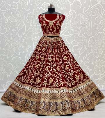 Double Coding  Embroidery Design Velvet Lehenga Choli Gujju Fashions Designer Lehnga Choli