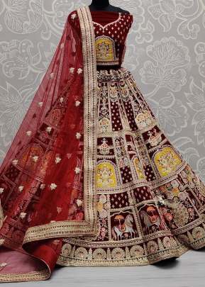 Double Sequence and Dori Embroidery Designer Wedding wear Bridal Lehenga Choli Gujju Fashions