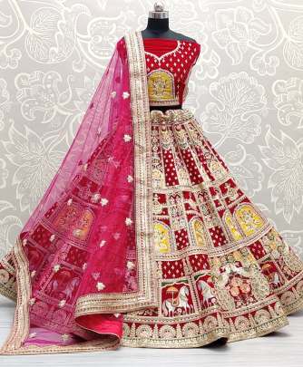 Double Sequence and Dori Embroidery Designer Wedding wear Bridal Lehenga Choli Gujju Fashions Designer Lehnga Choli