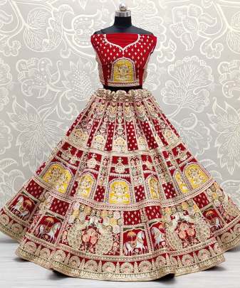 Double Sequence and Dori Embroidery Designer Wedding wear Bridal Lehenga Choli Gujju Fashions Designer Lehnga Choli