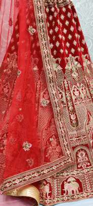 Elephant Figure Embroidery Work Velvet Bridal Lehenga Choli Gujju Fashions Designer Lehnga Choli