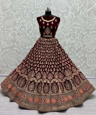 Fancy Dori embroidered and Multi thread work velvet Lehenga choli Gujju Fahions Designer Lehnga Choli