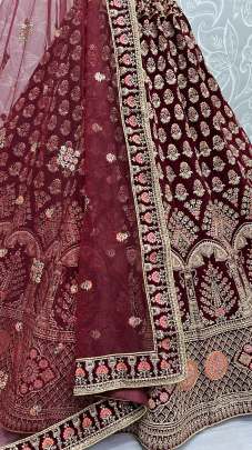 Fancy Dori embroidered and Multi thread work velvet Lehenga choli Gujju Fahions Designer Lehnga Choli