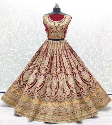 Featuring Velvet Designer With Embroidery Sequence Multi  Dhaga Work Lehenga Choli Gujju Fashions Designer Lehnga Choli