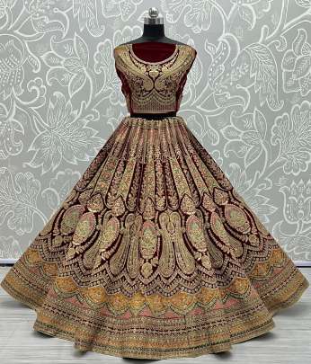 Featuring Velvet Designer With Embroidery Sequence Multi  Dhaga Work Lehenga Choli Gujju Fashions Designer Lehnga Choli