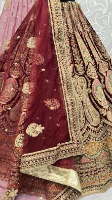 Featuring Velvet Designer With Embroidery Sequence Multi  Dhaga Work Lehenga Choli Gujju Fashions Designer Lehnga Choli