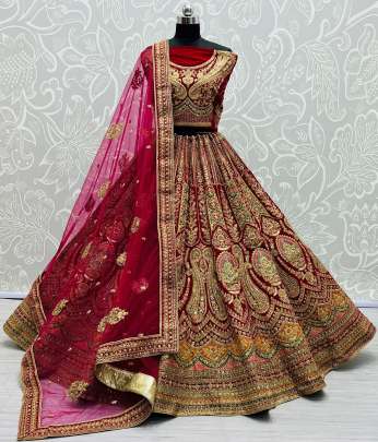 Featuring Velvet Designer With Embroidery Sequence Multi  Dhaga Work Lehenga Choli Gujju Fashions Designer Lehnga Choli