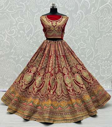 Featuring Velvet Designer With Embroidery Sequence Multi  Dhaga Work Lehenga Choli Gujju Fashions Designer Lehnga Choli