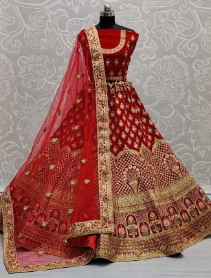 Flaired velvet Wedding wear Bridal Lehenga Choli Gujju Fashions Designer Lehnga Choli