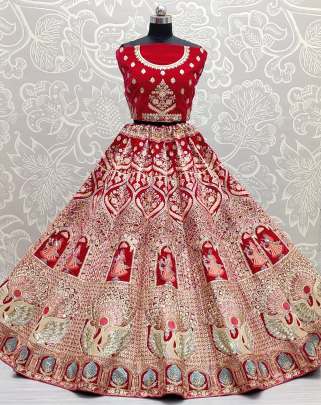 Handcrafted Mirror Work on Velvet Bridal Lehenga Choli Gujju Fashions Designer Lehnga Choli