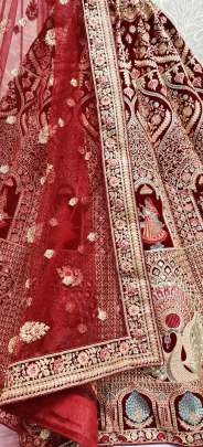 Handcrafted Mirror Work on Velvet Bridal Lehenga Choli Gujju Fashions Designer Lehnga Choli