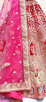 Handcrafted Mirror Work on Velvet Bridal Lehenga Choli Gujju Fashions Designer Lehnga Choli