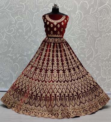 Heavy Embroidery Bridal Lehenga Choli in Velvet Gujju Fashions Designer Lehnga Choli