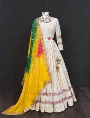 Lucknowi Embroidery Work Wedding wear Lehenga choli Gujju Fashions