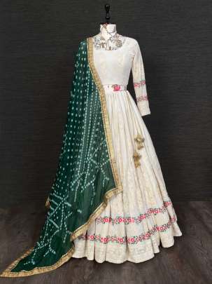 Lucknowi Embroidery Work Wedding wear Lehenga choli Gujju Fashions Designer Lehnga Choli