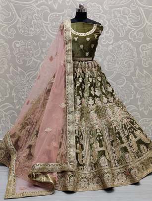 Wedding Wear Tredy Color Range Velvet Lehenga Choli Gujju Fashions