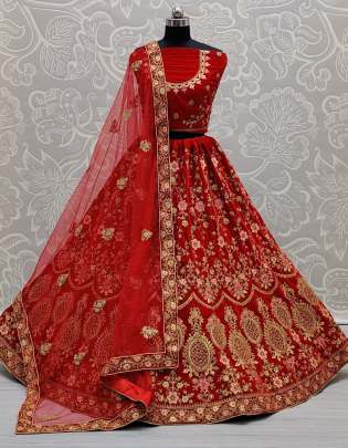 Leheriya patterns Wedding Wear Velvet Lehenga Choli Gujju Fashions Designer Lehnga Choli