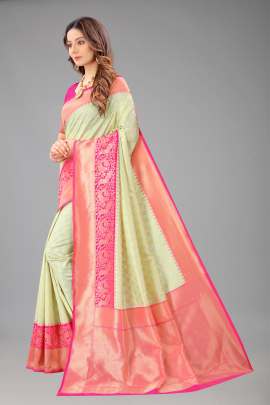 MB - 3171  Soft Lichi Pattu Jacquard Silk Saree Gujju Fashions Jacquard Saree