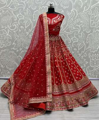 Metallic Zari Embroidery Designer Silk Wedding Lehenga Choli Gujju Fashions