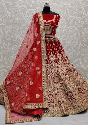 Mirror Crafted And Thread embroidered Bridal Lehenga Choli Gujju Fashions