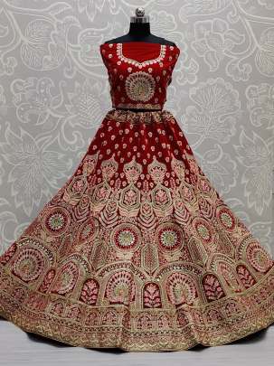 Mirror Crafted And Thread embroidered Bridal Lehenga Choli Gujju Fashions Designer Lehnga Choli