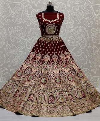 Mirror Crafted And Thread embroidered Bridal Lehenga Choli Gujju Fashions Designer Lehnga Choli