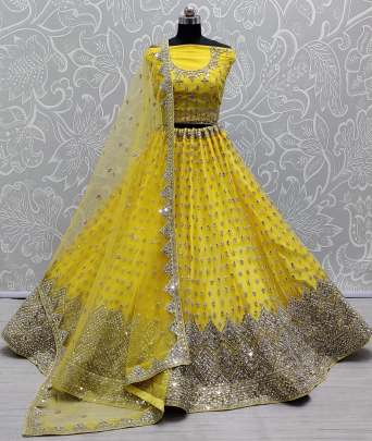 Mirror Work Designer Wedding wear Lehenga Choli Gujju Fashions