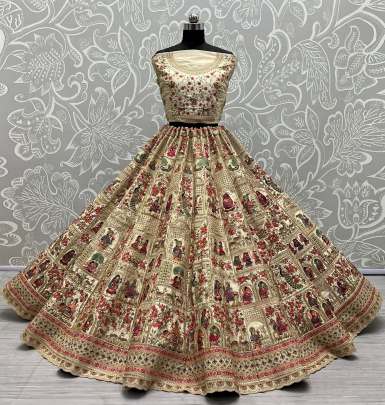 Multi Color & Dori Work Designer Bridal Silk Lehenga Choli Gujju Fashions Designer Lehnga Choli