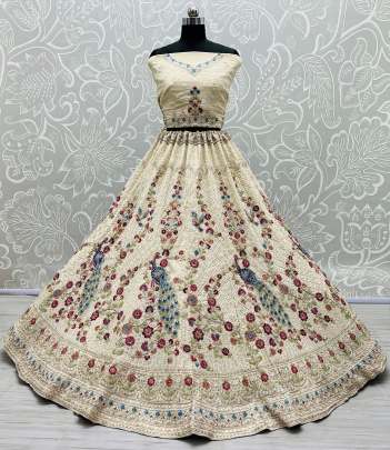 Multi Dori Peacock Embroidery and Beautiful Thread Matching Lehenga Choli Gujju Fashions Designer Lehnga Choli