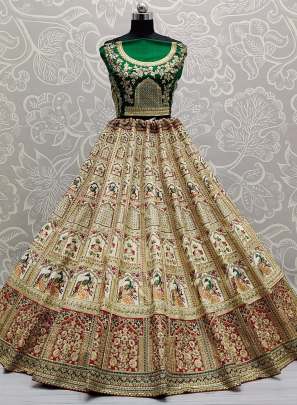 Multi Thread & Sequence Work Silk Bridal Lehenga Choli With Double Dupatta Gujju Fashions Designer Lehnga Choli