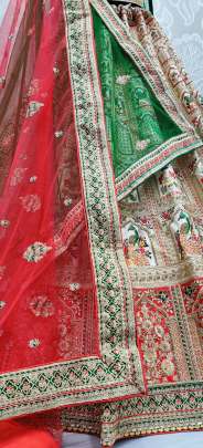 Multi Thread & Sequence Work Silk Bridal Lehenga Choli With Double Dupatta Gujju Fashions Designer Lehnga Choli