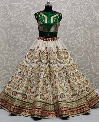 Multi Thread Work & Dori Work Silk Double Dupatta Lehenga Choli Gujju Fashions Designer Lehnga Choli