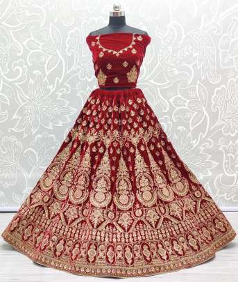 Zari & Dori Work Velvet  Wedding Wear Designer Lehenga Choli Gujju Fashions Designer Lehnga Choli