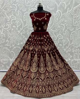 Zari & Dori Work Velvet  Wedding Wear Designer Lehenga Choli Gujju Fashions Designer Lehnga Choli