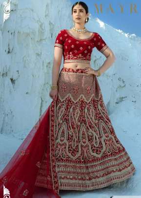 Multi thread and Dori Work Embroidery Velvet Bridal Lehenga Choli Gujju Fashions