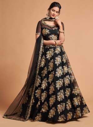 Multiple Sequence Embroidery Design Soft Net Lehenga Choli Gujju Fashions Designer Lehnga Choli