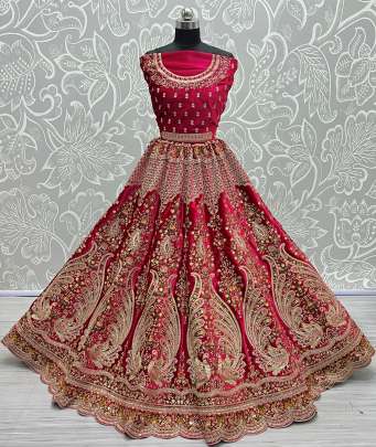 Peacock Pattern Embroidered Exclusive Bridal Lehenga Choli Gujju Fashions Designer Lehnga Choli