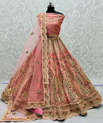 Peacock Pattern Embroidered Exclusive Bridal Lehenga Choli Gujju Fashions Designer Lehnga Choli