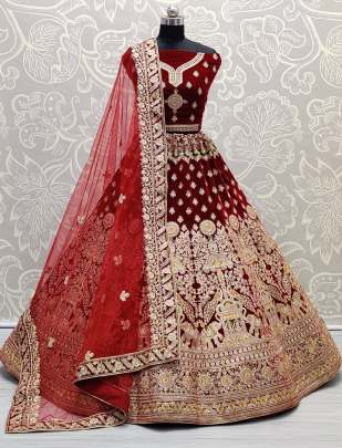 Peacock and Elephant Designed Wedding Wear Bridal Lehenga Choli Gujju Fashions